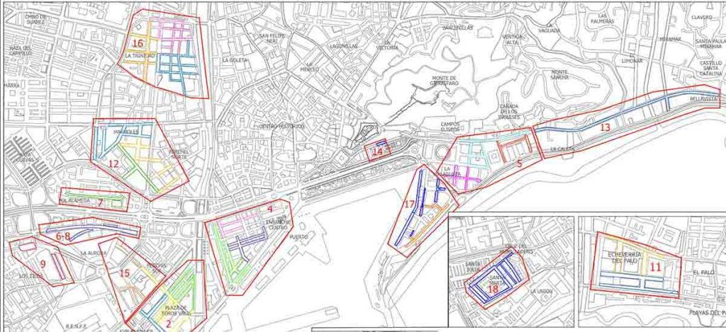 Mapa de la zona azul de Málaga